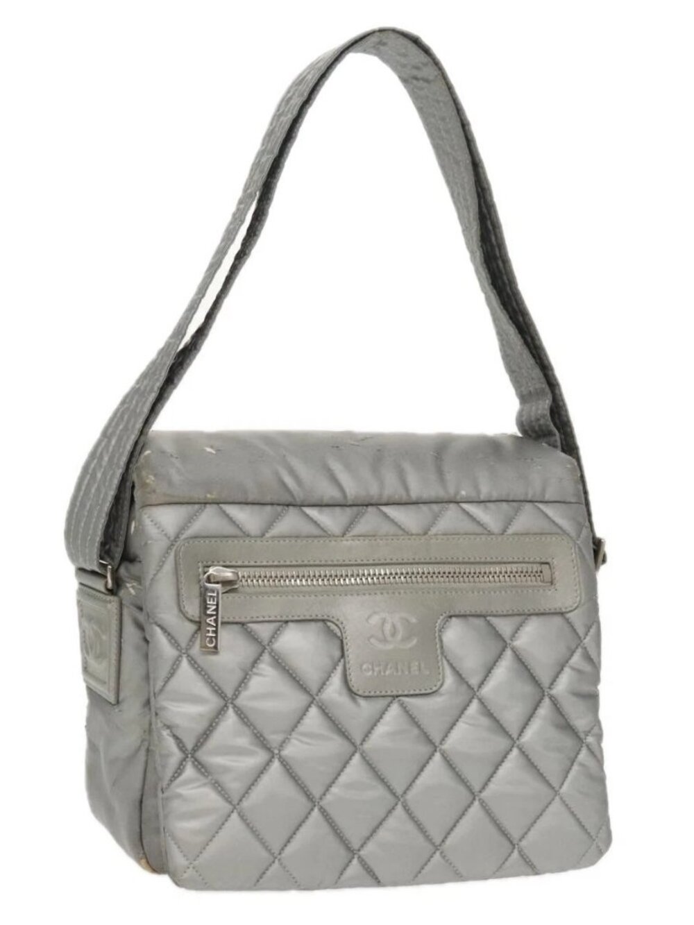 CHANEL Coco Cocoon Shoulder Bag Silver CC